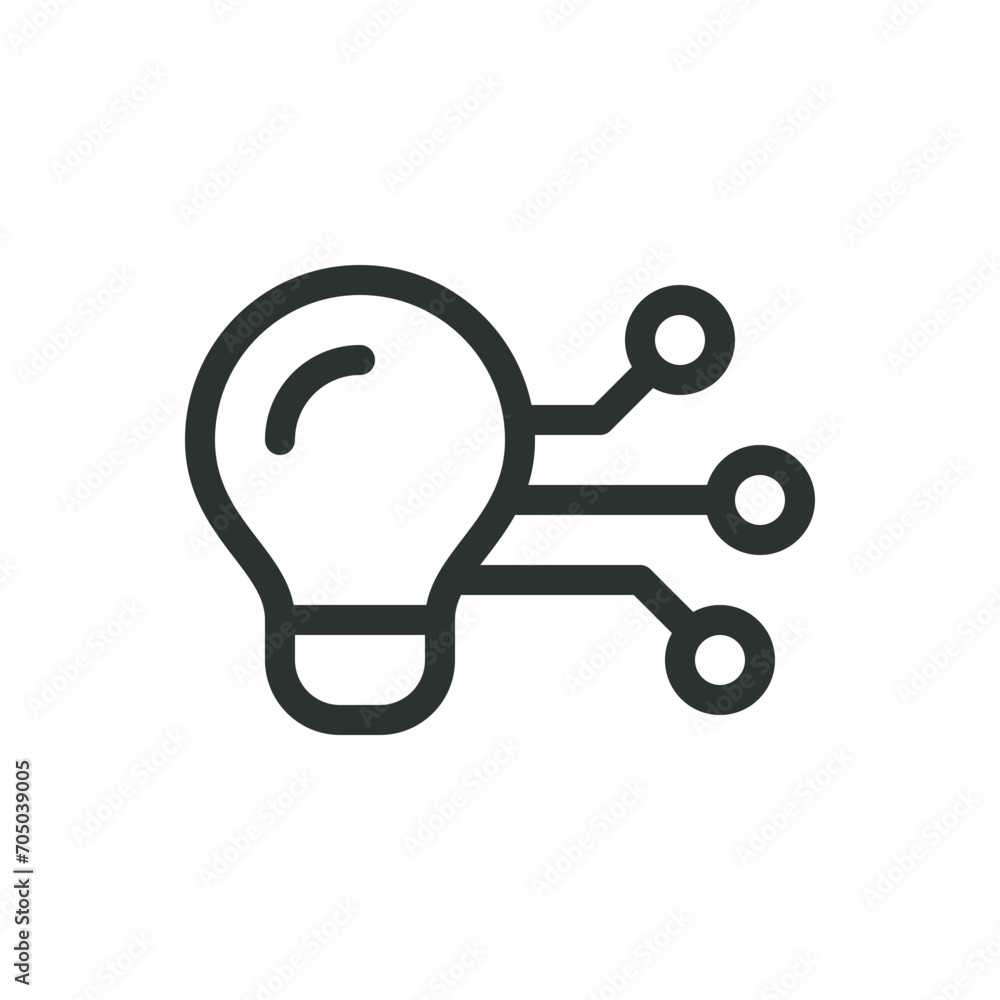 Aufkleber ai creative technology isolated icon, neural network with idea lamp vector icon with editable stroke