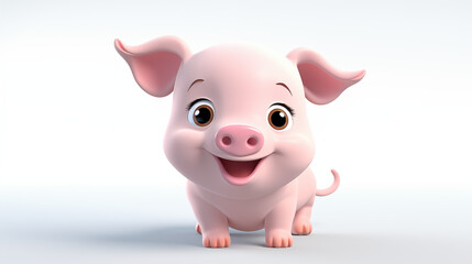 3d cartoon little pig babe isolated in white background