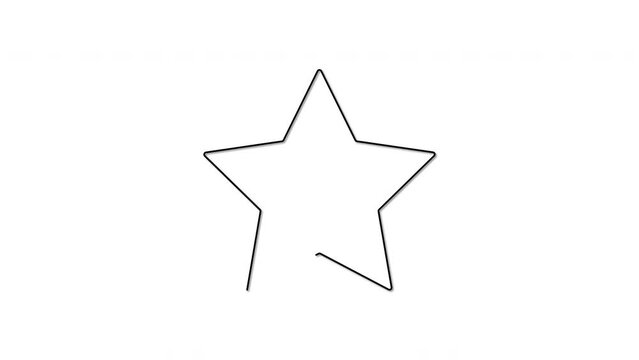 Yellow golden star self drawing animation. 