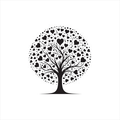 Ephemeral Affectionate Forest: Mesmerizing Valentine Tree Silhouette for Stock - Love Tree Black Vector Stock
