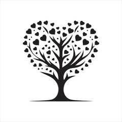 Whispering Valentine Shadows: Captivating Silhouette for Love-themed Stock - Love Tree Black Vector Stock
