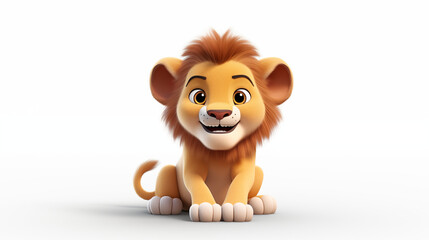 Obraz na płótnie Canvas animated baby lion sitting isolated on white background 3D
