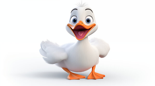 cartoon 3d animate of duck in white background