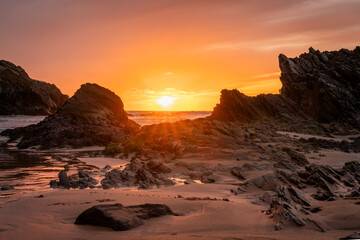 Sunset at Porth Dafarch Beach, Isle of Anglesey, Uk