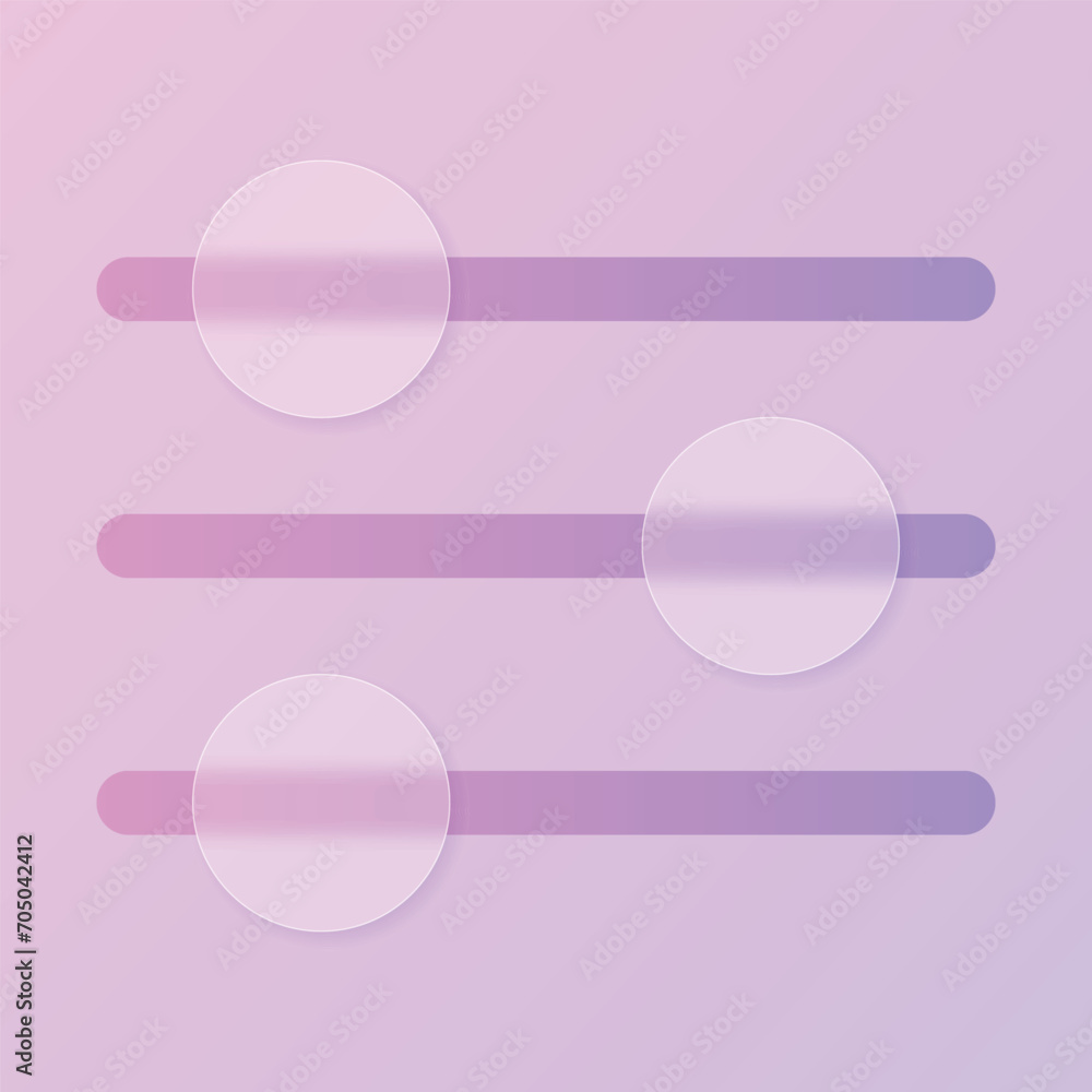 Poster setting glass morphism style icon. setting icon transparent glass. setting icon with purple gradient