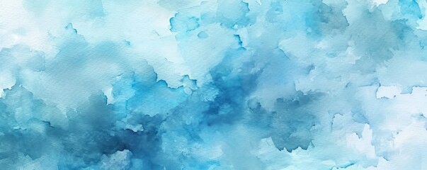 Watercolor painting with varying shades of blue, ideal for tranquil and soothing decor or artistic backgrounds. - obrazy, fototapety, plakaty