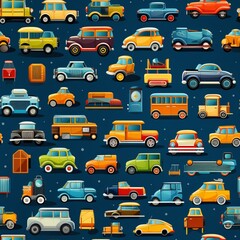 Whimsical Cartoon Cars Seamless Pattern for Vibrant Kids Room Decor and Textiles