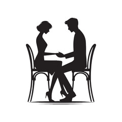 Couple Vector - Ephemeral Bliss: Romantic Silhouette with Couple Holding Hands - Holding Hand Couple Silhouette - Valentine Vector Stock
