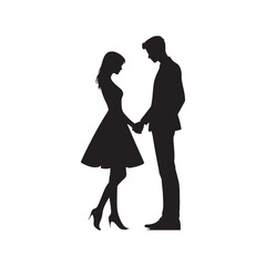 Couple Vector - Passionate Unity: Couple Holding Hands Silhouette in the Warm Glow - Holding Hand Couple Silhouette - Valentine Vector Stock
