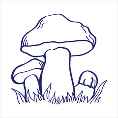 Hand drawn architectural mushrooms. Vector sketch. Architectural illustration, landscape elements.