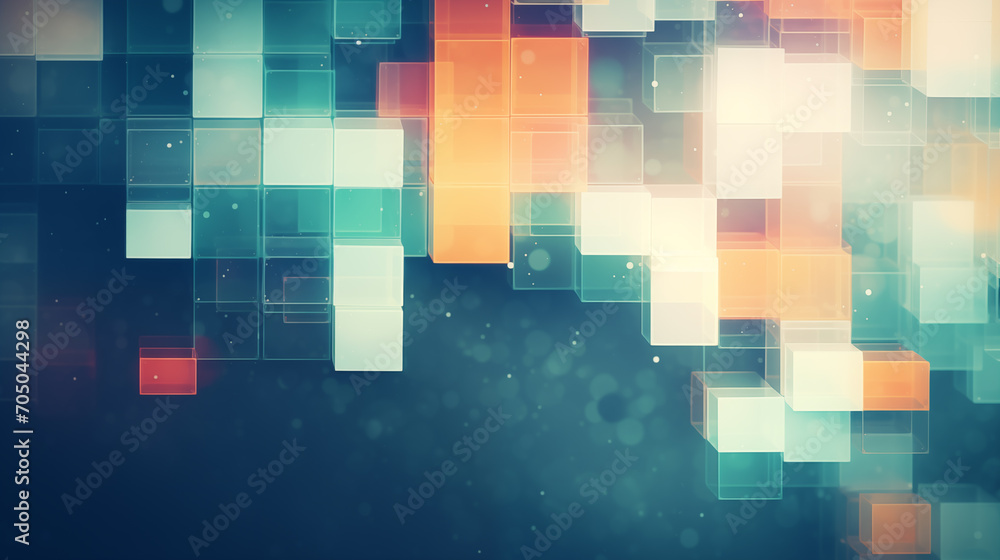 Wall mural abstract background, square geometric shape with bokeh.