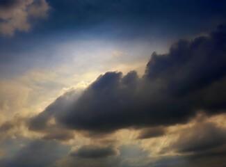 Naklejka na ściany i meble Cloud covered sky, cloudy weather