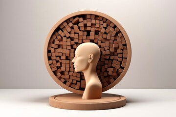 3d abstract human brain, Psychic waves concept