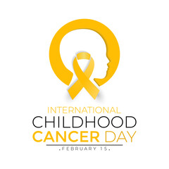 International Childhood Cancer day is observed every year on February 15. Health Awareness of children. Vector Illustration .