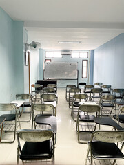 old classroom with a lot of lecture chair,study room without student.concept for education