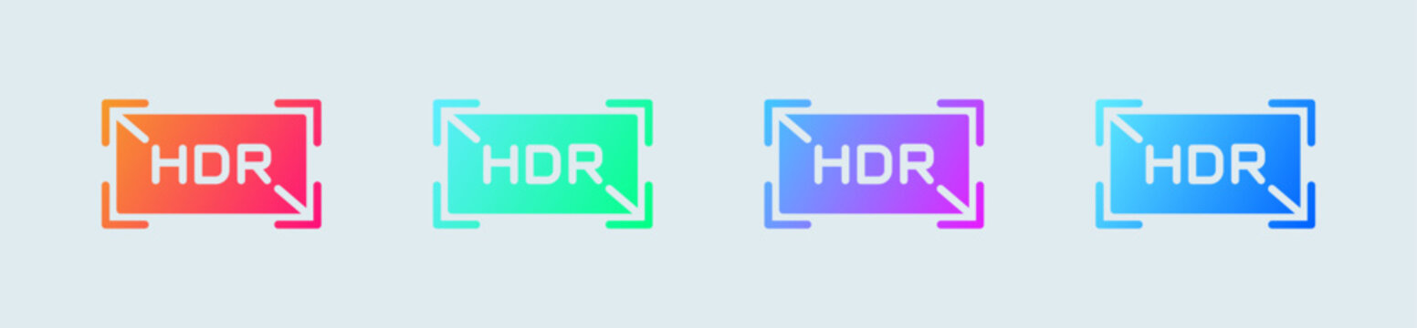 Hdr solid icon in gradient colors. High dynamic range signs vector illustration.