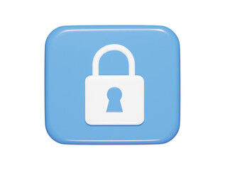 lock icon 3d render illustration