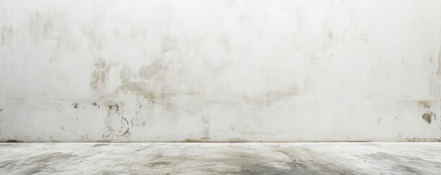 White and rough texture background with blank wallpaper. Worn wall and peeling paint.