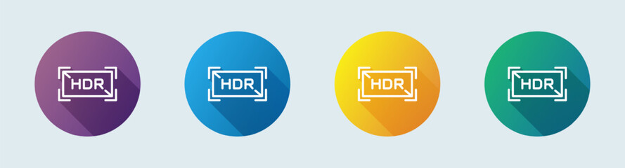 Hdr line icon in flat design style. High dynamic range signs vector illustration.