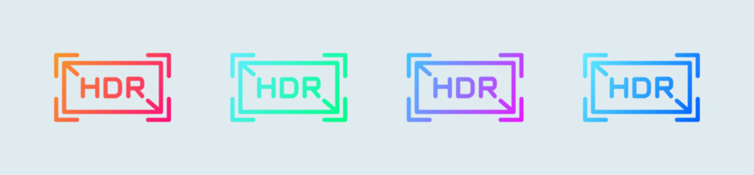 Hdr line icon in gradient colors. High dynamic range signs vector illustration.