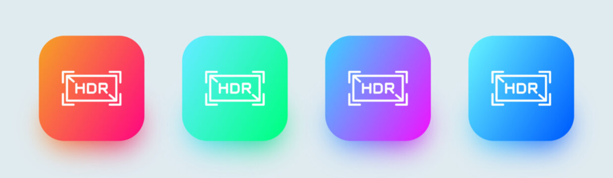 Hdr line icon in square gradient colors. High dynamic range signs vector illustration.