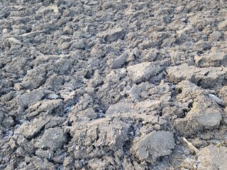 frisch gepflügter Acker im Winter - Erdkrume - Mutterboden
