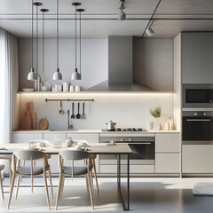 Minimalist kitchen with a functional layout and modern appliances