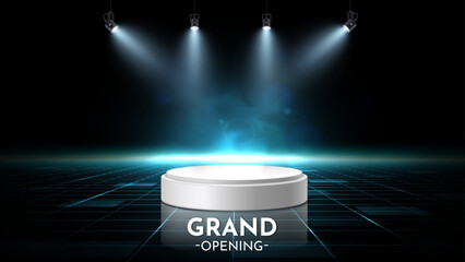 A Stage Illuminated for the Future. Lights, Camera, Mystery! A Spotlight Shines on the Next Big Thing! Get ready for the future with our sleek and modern Coming Soon design.