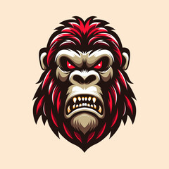 Angry Gorilla kingkong e sport style logo illustration vector, bold and brave fighter club or comunity.
