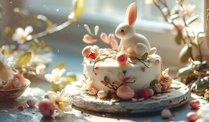 Beautiful cake for Easter with eggs
