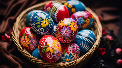 Beautiful hand painted colorful Easter eggs