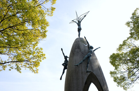 Hiroshima, Japan  December 6, 2023 The Children's Peace Monument, This statue dedicated to the memory of the children who died from the nuclear bombing during World War 2
