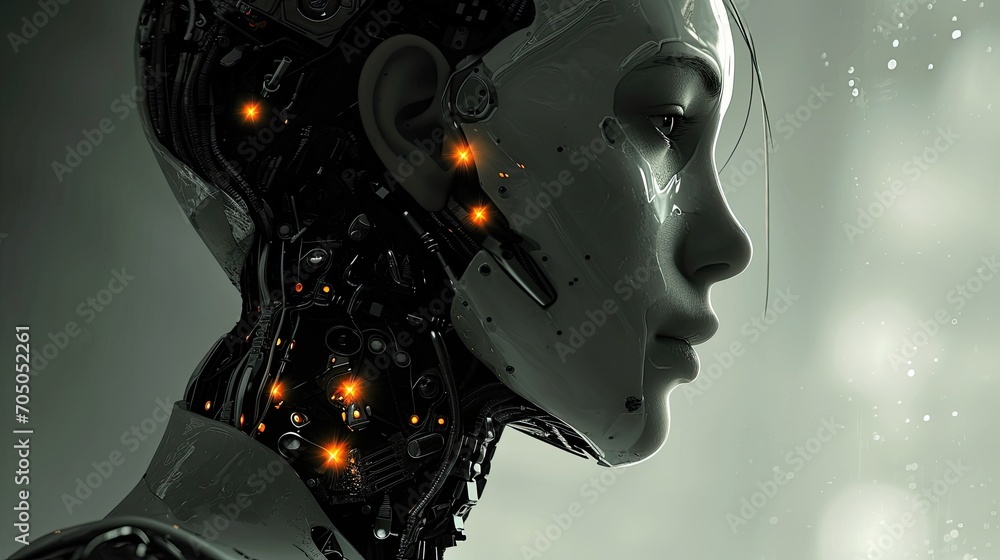 Poster A mesmerizing display of mechanical precision and digital mastery captured in stunning cg artwork, evoking a sense of wonder and the blending of art and technology through a close up of a robot