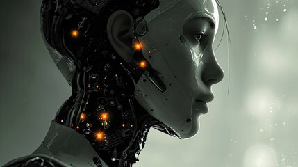 A mesmerizing display of mechanical precision and digital mastery captured in stunning cg artwork, evoking a sense of wonder and the blending of art and technology through a close up of a robot