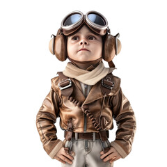 Pilot ,kid  isolated on transparent png.

