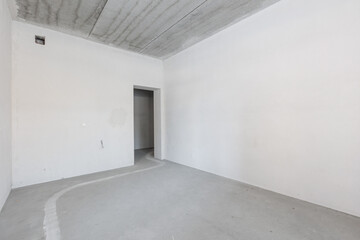 interior of the apartment without decoration in gray colors. rough finish