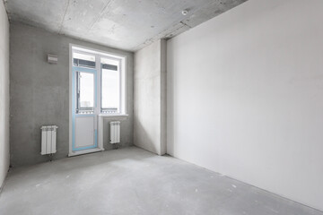 interior of the apartment without decoration in gray colors. rough finish