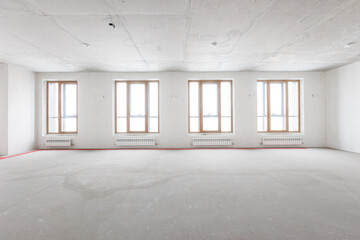 interior of the apartment without decoration in gray colors. rough finish