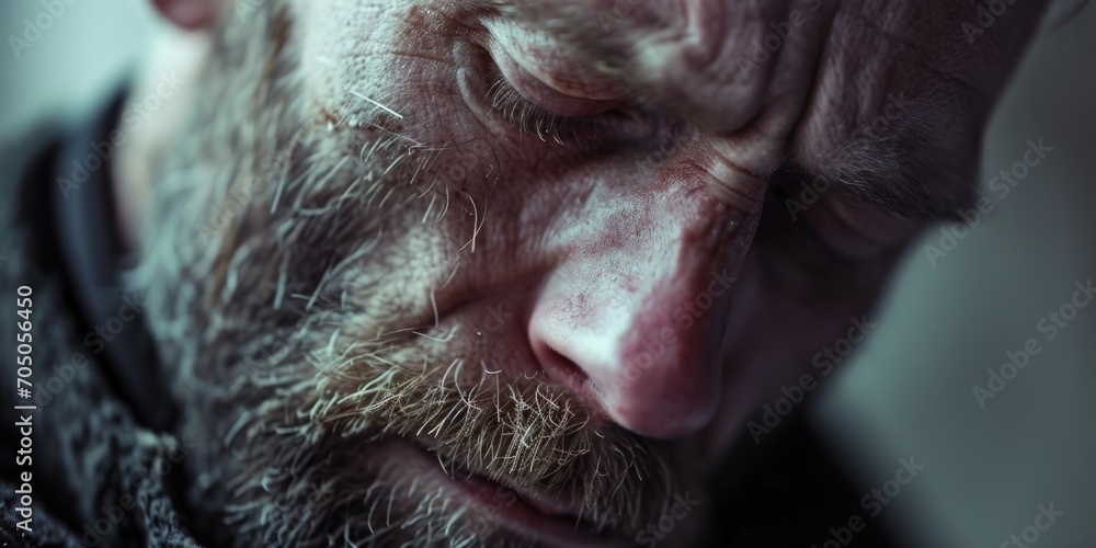 Poster a close-up photograph of a man with a beard. suitable for various uses