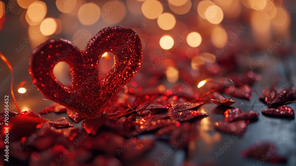 Poster A close-up view of a heart-shaped decoration on a table. This versatile image can be used to add a touch of love and romance to various projects