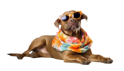 Poster dog on a transparent background wearing glasses, summer concept © Екатерина Клищевник