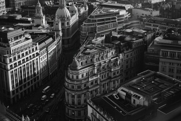 A black and white photo capturing the essence of a city