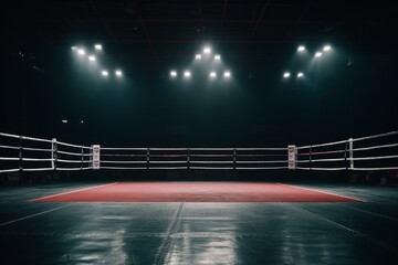 Epic professional boxing arena box ring sport empty background competition professional fight game...