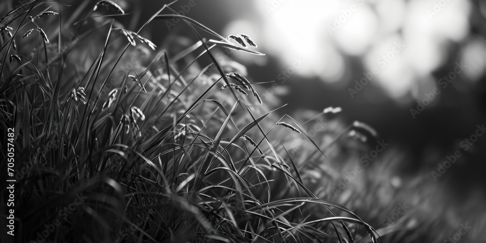 Poster a simple black and white photo of grass. suitable for various applications