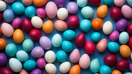 Vibrant easter eggs: top-view shot on a colorful background for festive designs