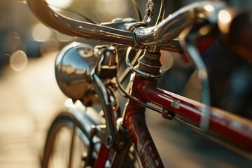 A close-up view of a bicycle with a blurred background. This versatile image can be used in various contexts