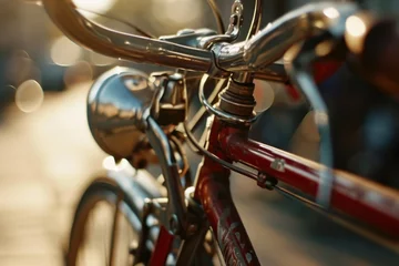 Foto op Canvas A close-up view of a bicycle with a blurred background. This versatile image can be used in various contexts © Vladimir Polikarpov