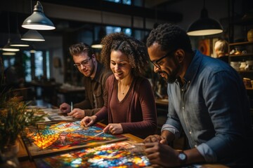 Diverse group of professionals in a collaborative workspace. Individuals from different ethnicities, ages, and backgrounds engaged in meaningful discussions.