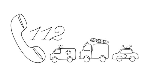 Call. 112. Ambulance. Fire engine. Police. © Anna