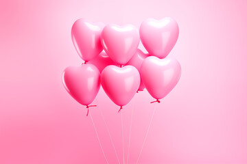 pink heart shaped balloon on pink background